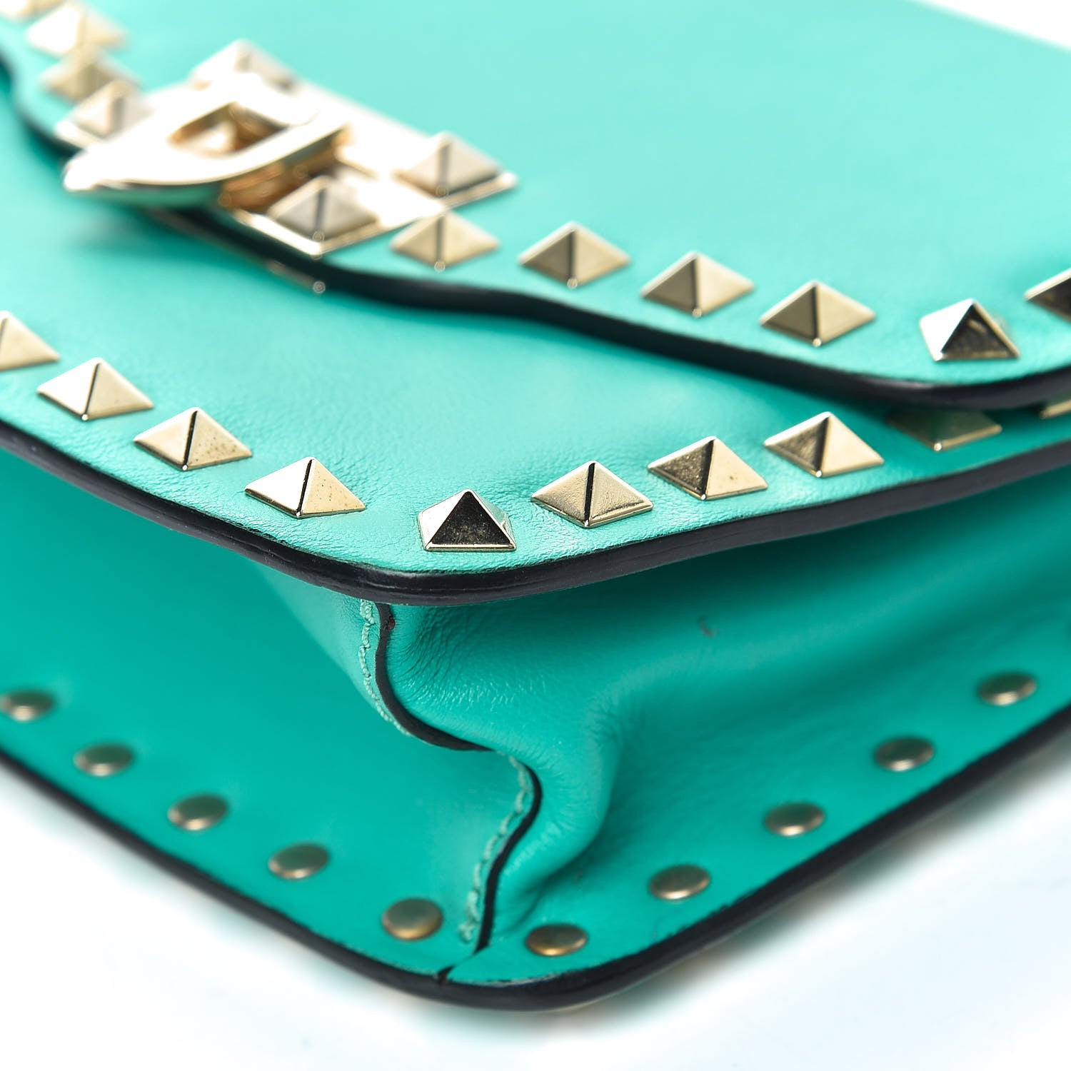 Valentino Garavani Vitello Small Rockstud Shoulder Flap Messenger Bag Opaline Green 10 of 12