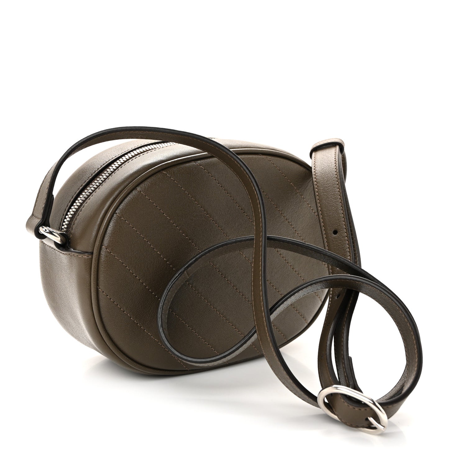 Sakai Be Green Calfskin Diagonal Stitched Mini Blondie Shoulder Bag Craclet Brown