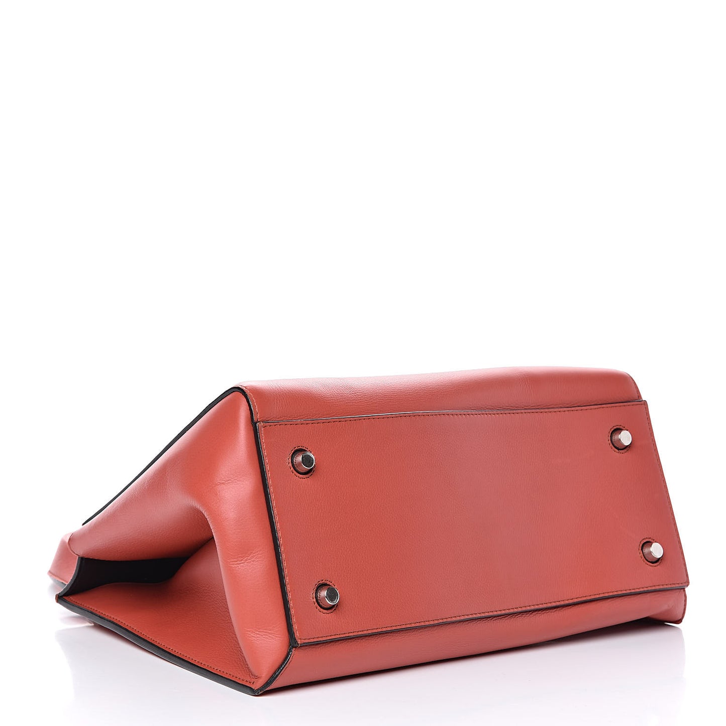 Drummed Calfskin Medium Edge Shoulder Bag Terracotta