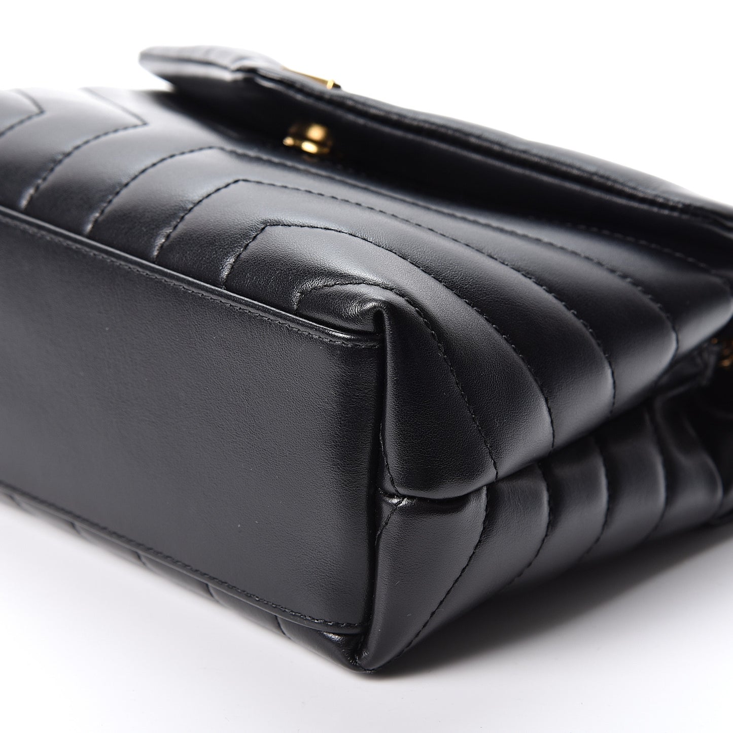 Calfskin Y Quilted Monogram Small Loulou Chain Satchel Black