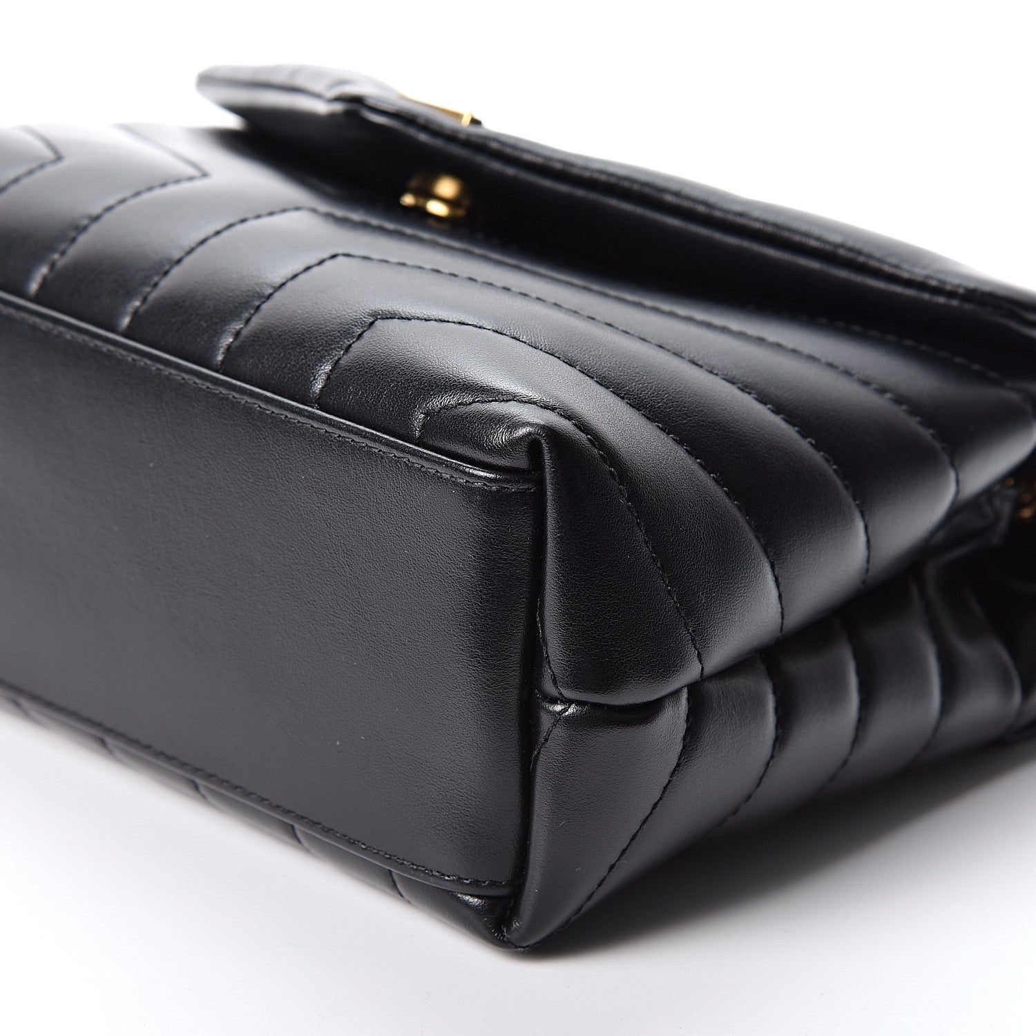 Saint Laurent Calfskin Y Quilted Monogram Small Loulou Chain Satchel Black 9 of 9