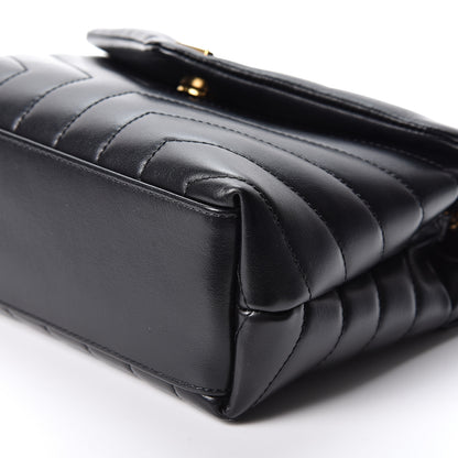 Saint Laurent Calfskin Y Quilted Monogram Small Loulou Chain Satchel Black 9 of 9