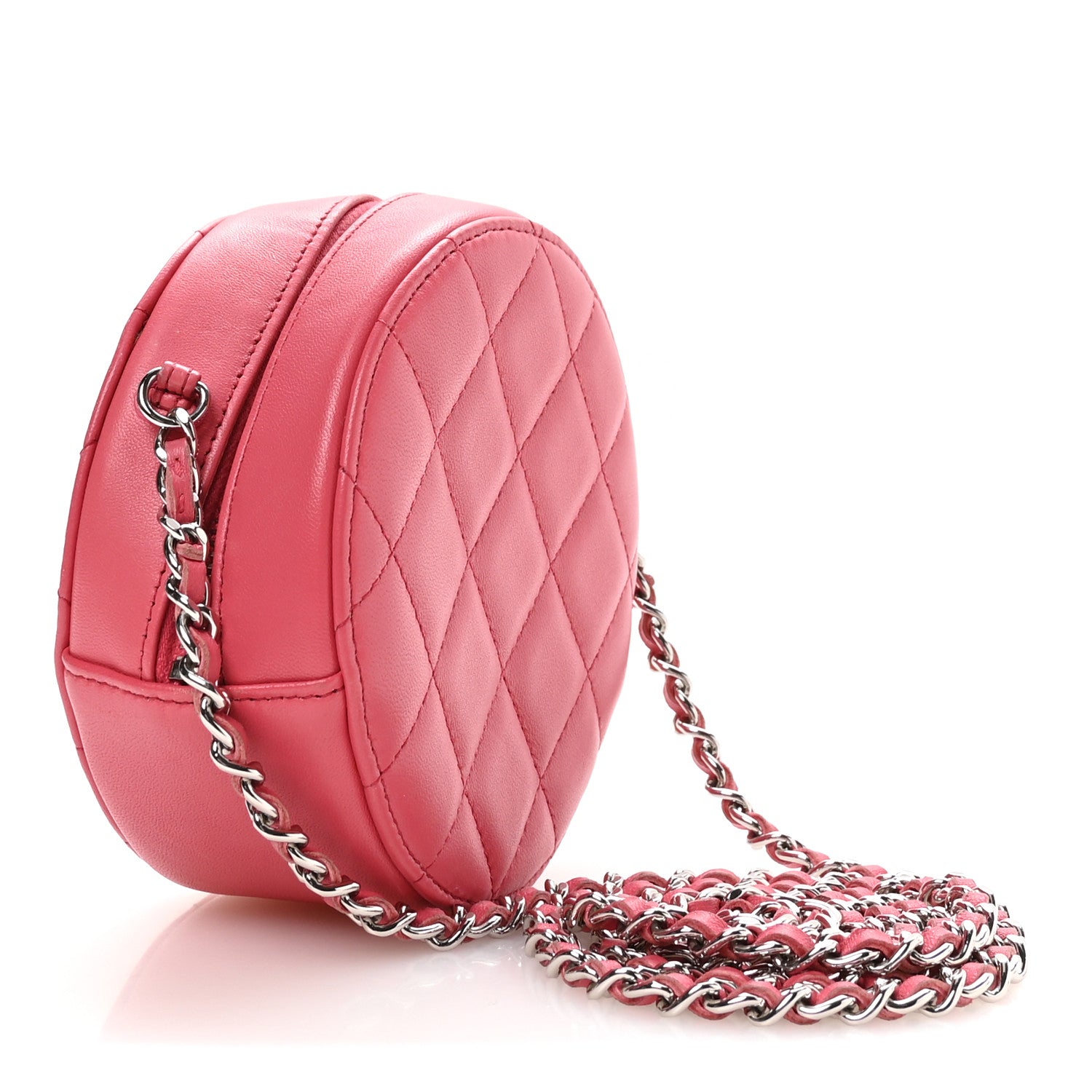 Chanel Lambskin Quilted Round Clutch With Chain Pink 3 of 10