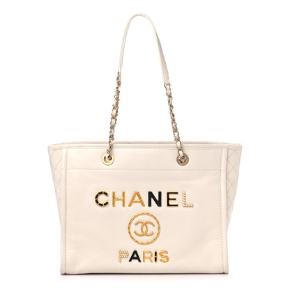 Chanel Aged Calfskin Small Charms Deauville Tote White 1 of 13