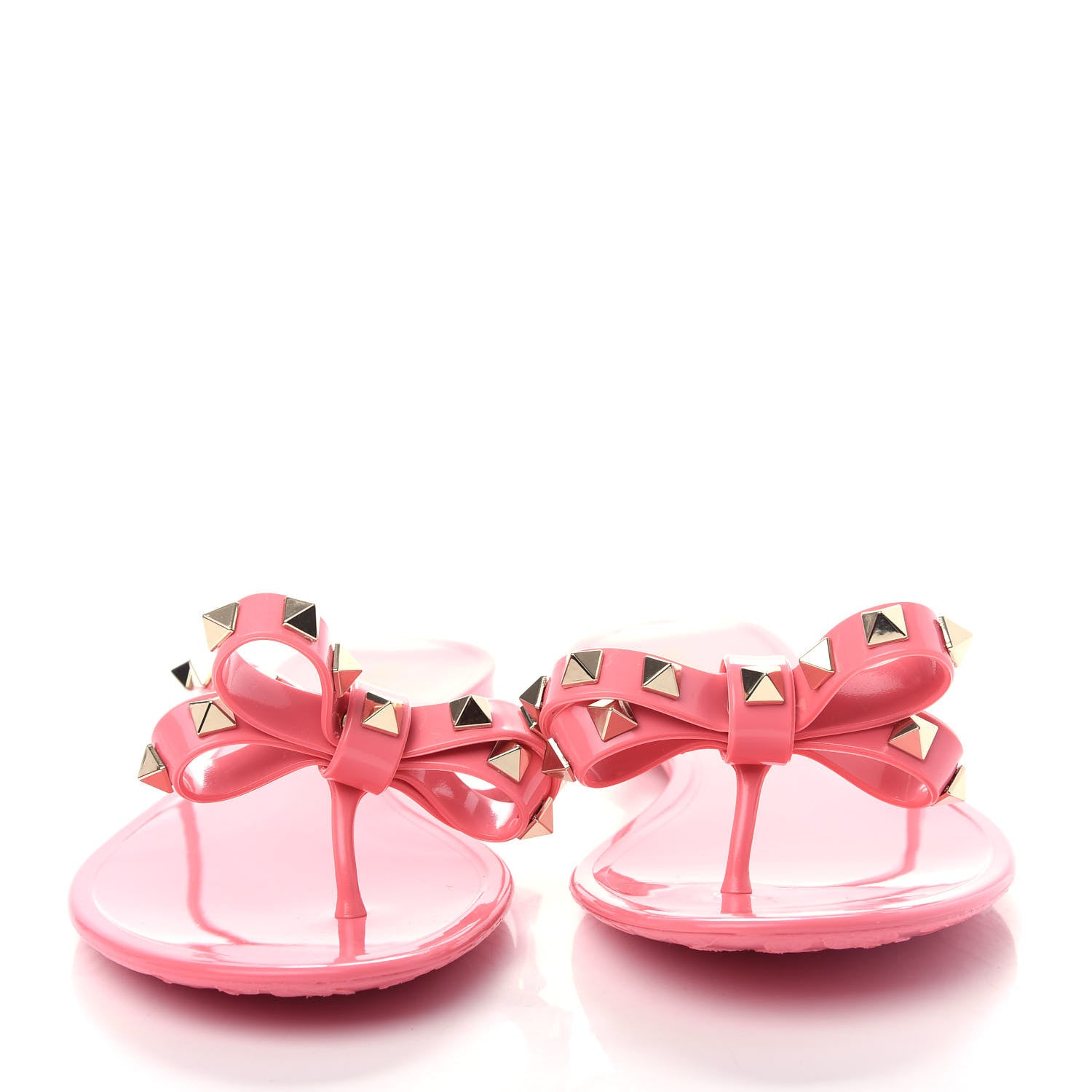 Valentino Garavani PVC Jelly Rockstud Bow Thong Sandals 37 Sweet Pink 5 of 10