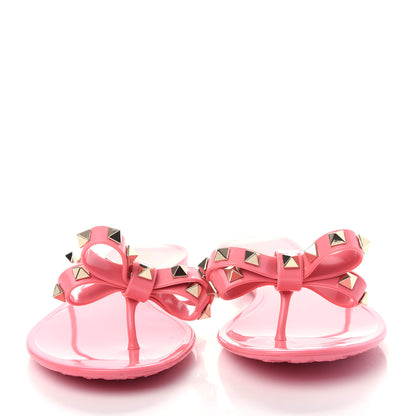 Valentino Garavani PVC Jelly Rockstud Bow Thong Sandals 37 Sweet Pink 5 of 10