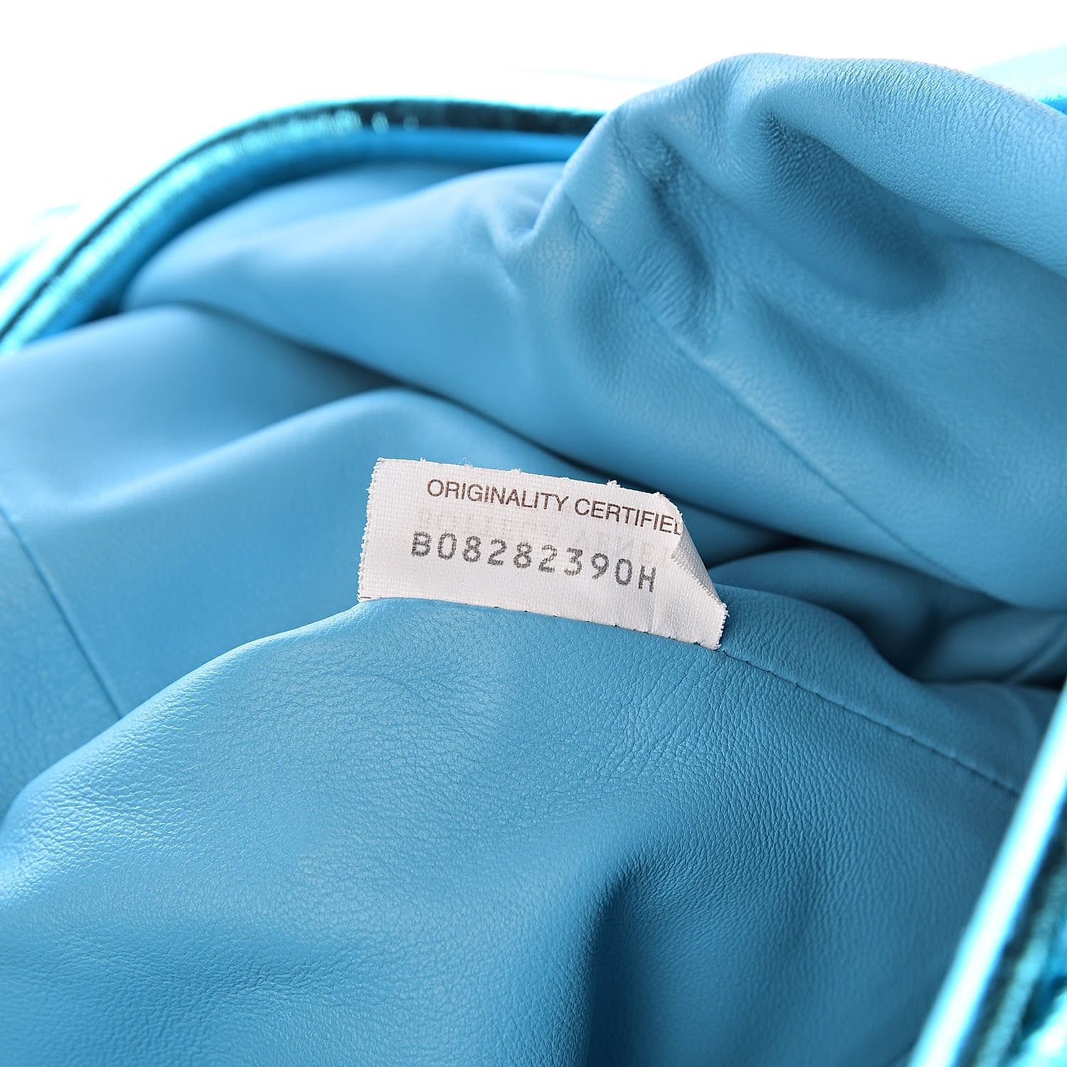 Bottega Veneta Metallic Crinkled Lambskin The Pouch Sky Blue 7 of 10