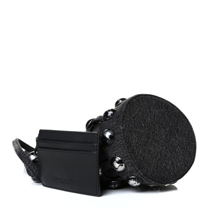 Alexander Wang Denim Embellished Mini Roxy Bucket Bag Grey Aged 3 of 5