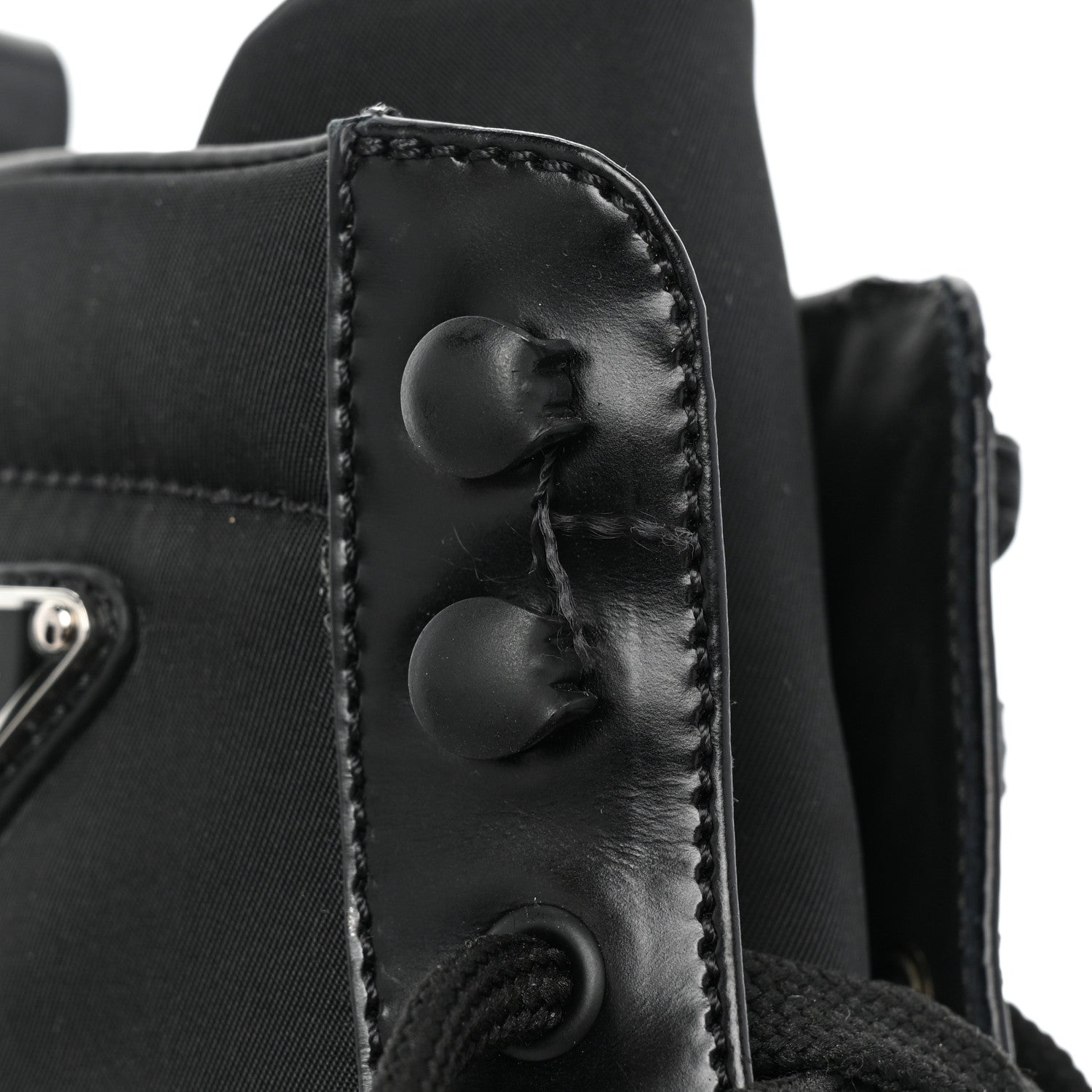 Prada Spazzolato Re-Nylon Metal Triangle Logo Lace Up 85mm Boots 39 Black 10 of 11