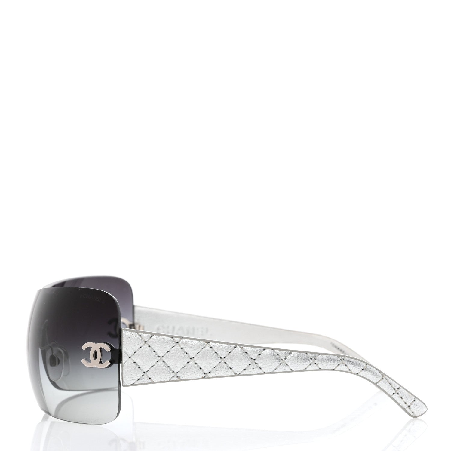 Chanel Metallic Quilted CC Sunglasses 4157-Q Silver 3 of 9