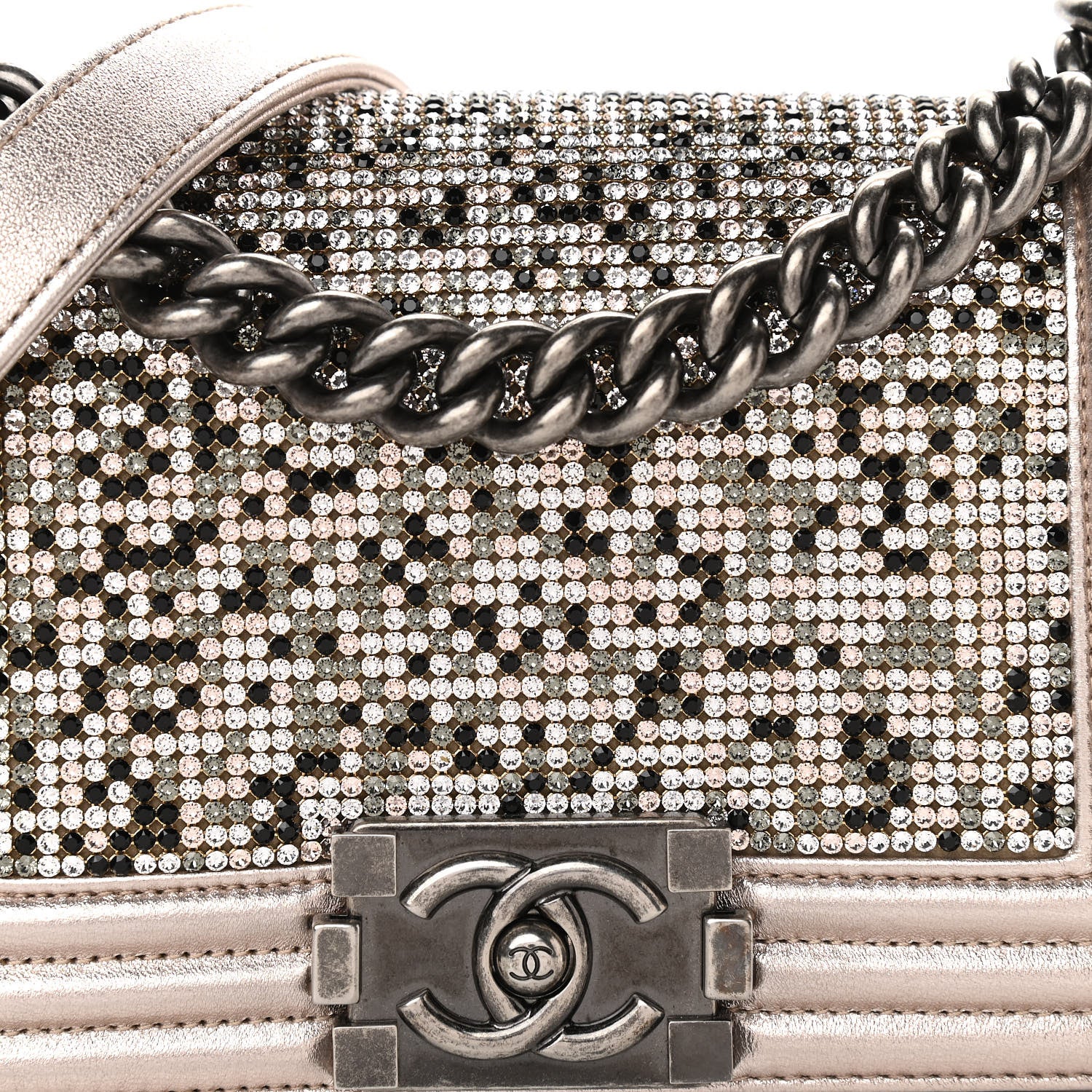 Chanel Metallic Calfskin Crystal Studded Small Boy Flap Light Pink 8 of 11