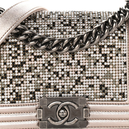 Chanel Metallic Calfskin Crystal Studded Small Boy Flap Light Pink 8 of 11