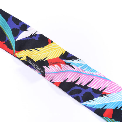 Hermes Silk Jaguar Quetzal Twilly Vert Rouge Rose 4 of 4