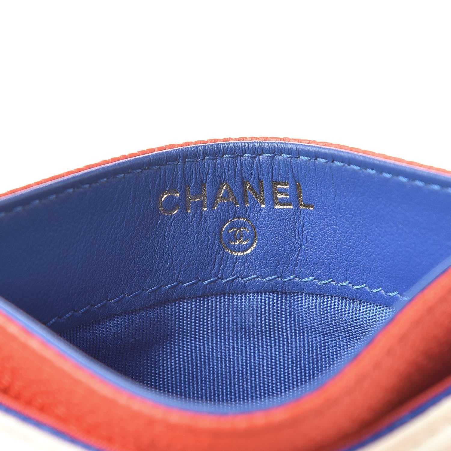 Chanel Caviar Quilted Filigree Card Holder Blue White Red 6 of 10