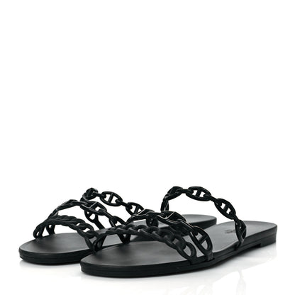 Hermes Rubber Chaine d'Ancre Rivage Sandals 41 Black 3 of 7