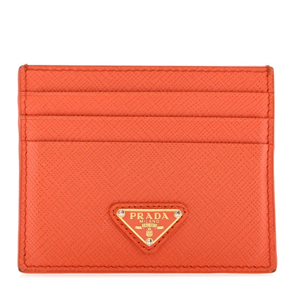Prada Saffiano Triangle Card Holder Arancio 1 of 8