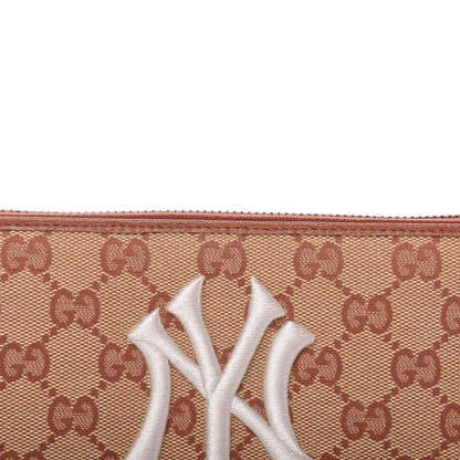 Gucci X MLB GG Monogram NY Yankees Zip Around Wallet Beige Ruggine Ivory 10 of 11