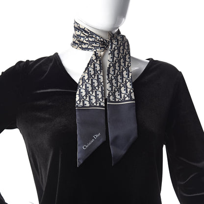 Christian Dior Silk Oblique Mitzah Scarf Blue 2 of 3