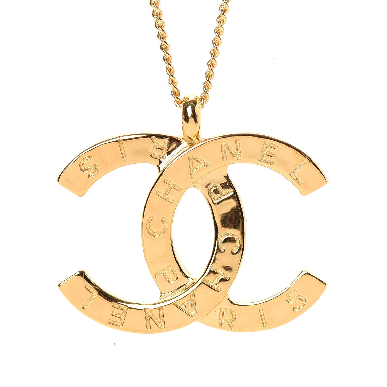 Chanel Metal CC Paris Button Necklace Gold 4 of 6