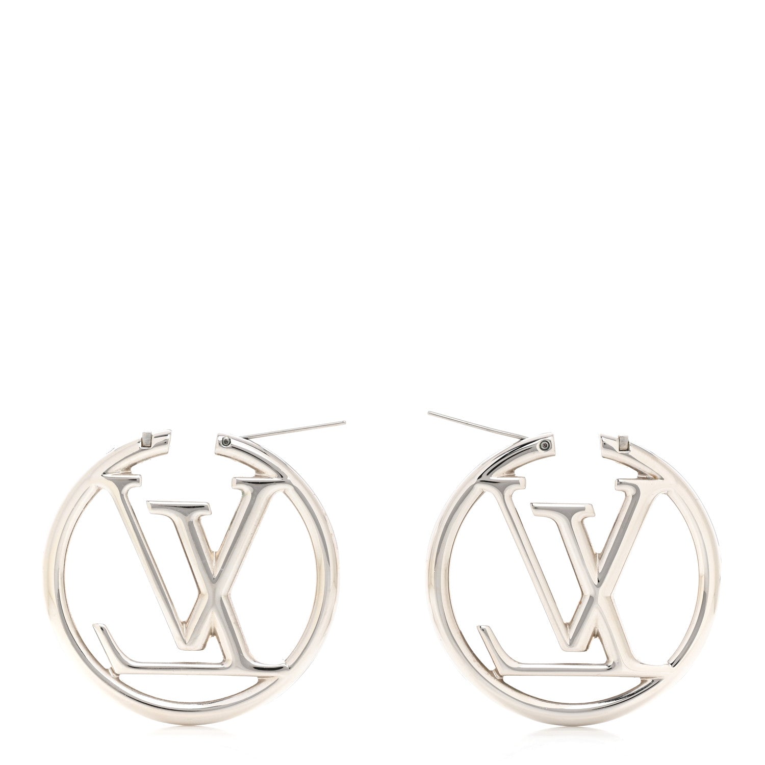 Louis Vuitton Palladium Louise Hoop Earrings Silver 3 of 5