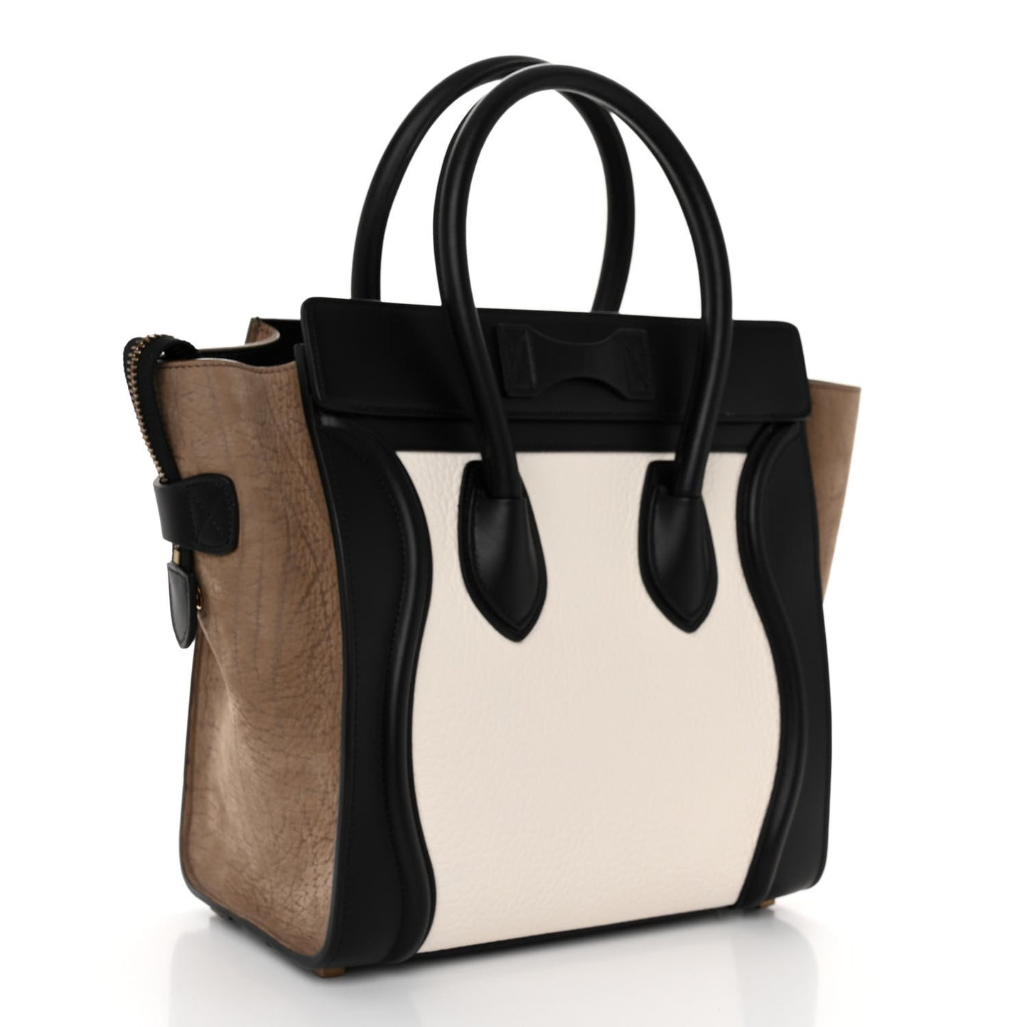 Bullhide Calfskin Nubuck Micro Tri-Color Luggage White Khaki
