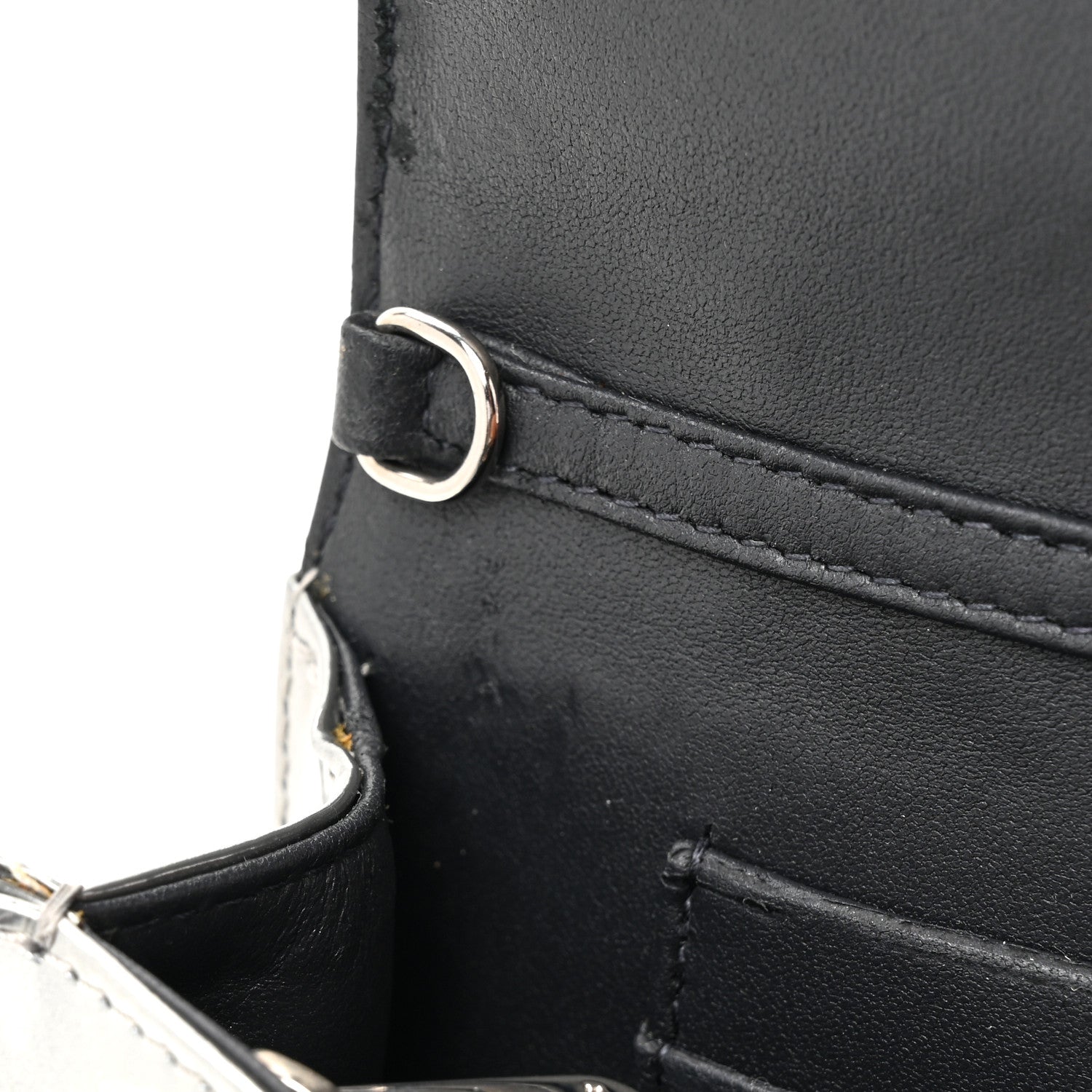 Christian Dior Metallic Patent Micro-Cannage Diorama Wallet on Chain Pouch Silver 12 of 13