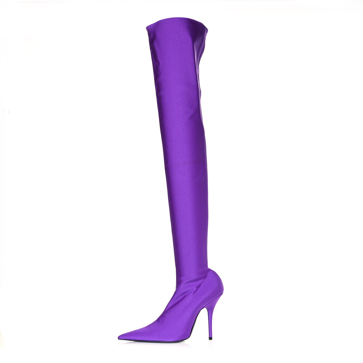 Spandex Pointed Toe Knife Thigh High Boots 38 Violet