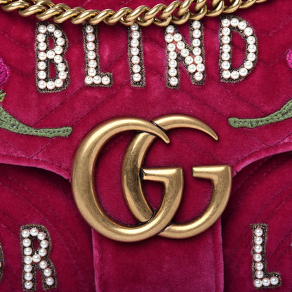 Gucci Velvet Matelasse Blind for Love Embroidered Medium GG Marmont Shoulder Bag Light Raspberry Rose Multicolor 10 of 10