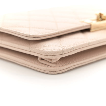 Chanel Caviar Quilted Golden Class Wallet On Chain WOC Light Beige 9 of 12