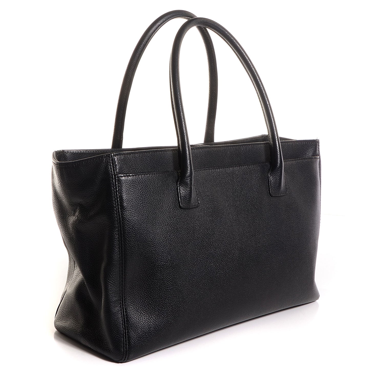 Calfskin Cerf Executive Shopper Tote Black