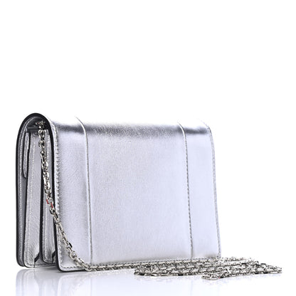 Valentino Garavani Metallic Calfskin Go Logo Wallet on Chain Silver 2 of 4