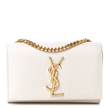 Saint Laurent Grain De Poudre Small Monogram Kate Satchel Optical White 1 of 11
