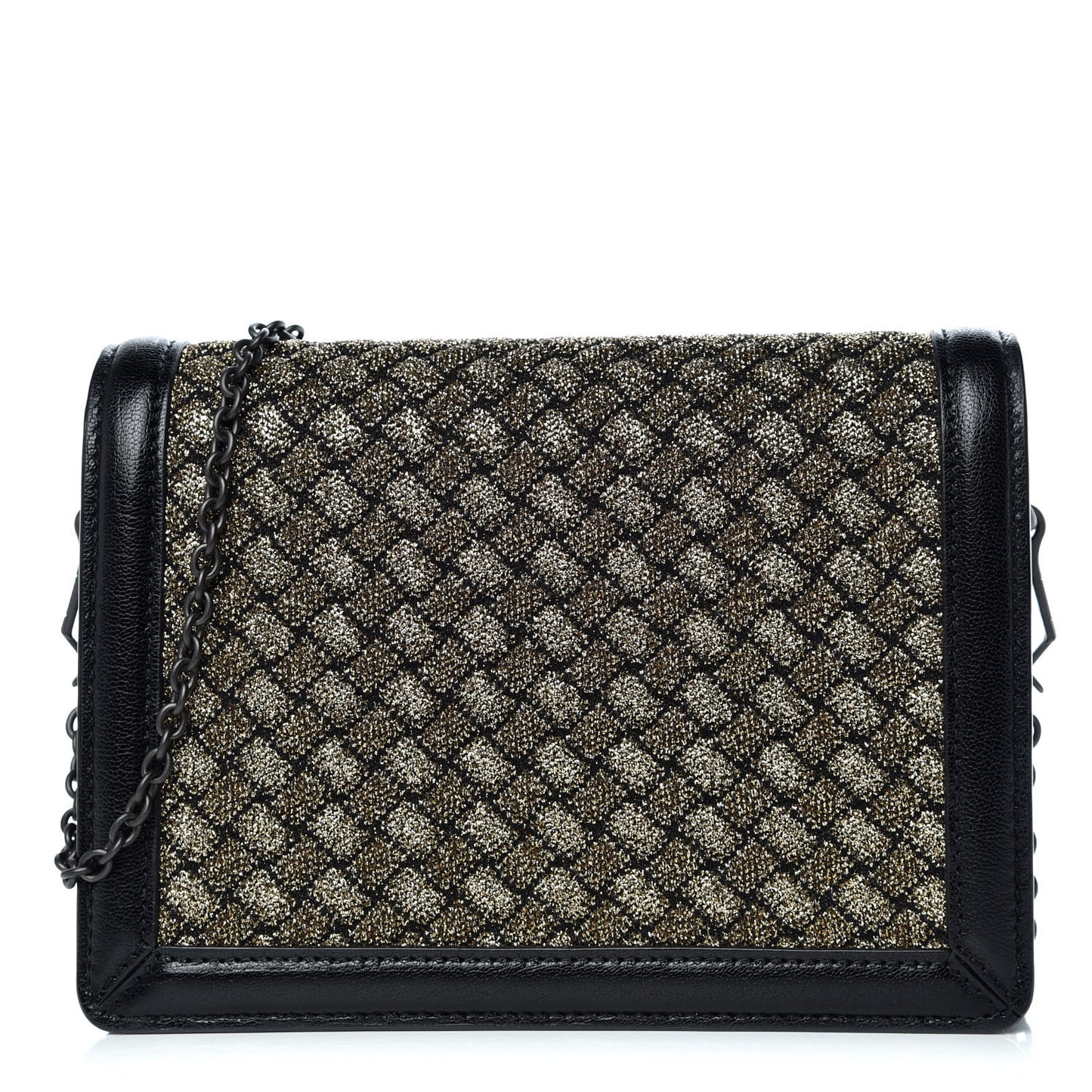 Goatskin Knit Intrecciato Mini Montebello Crossbody Bag Black Gold