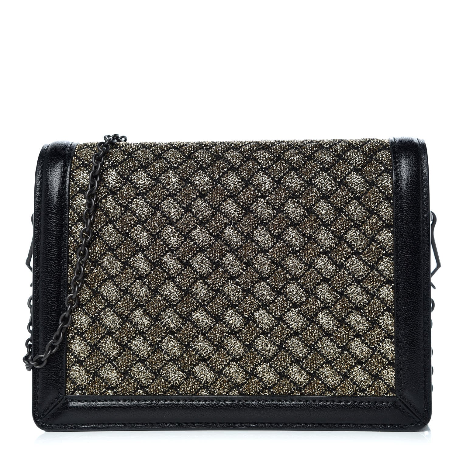 Bottega Veneta Goatskin Knit Intrecciato Mini Montebello Crossbody Bag Black Gold 1 of 9