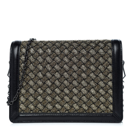 Bottega Veneta Goatskin Knit Intrecciato Mini Montebello Crossbody Bag Black Gold 1 of 9