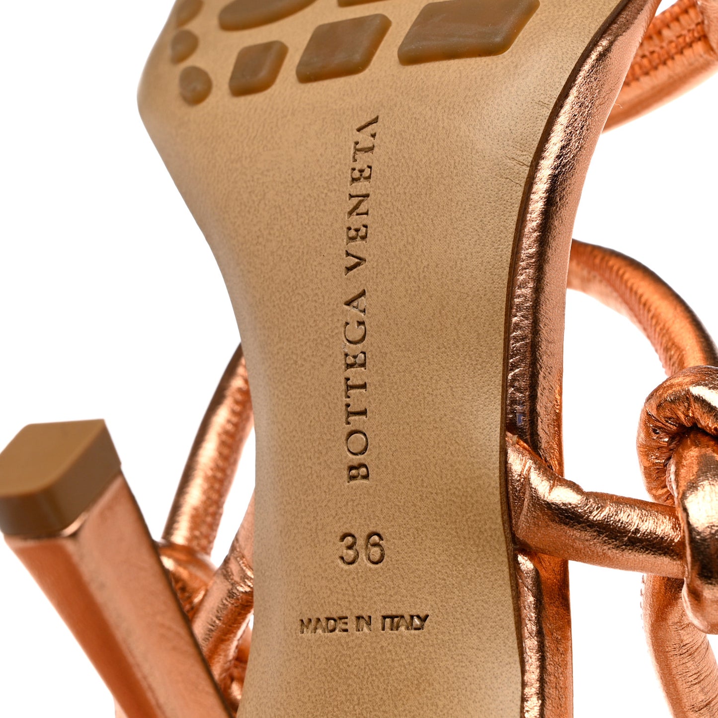 Metallic Nappa Dream Knotted Sandals 36 Rose Gold