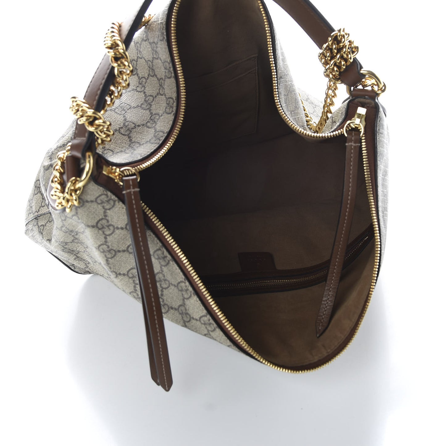 GG Supreme Monogram Large Linea A Hobo Light Brown