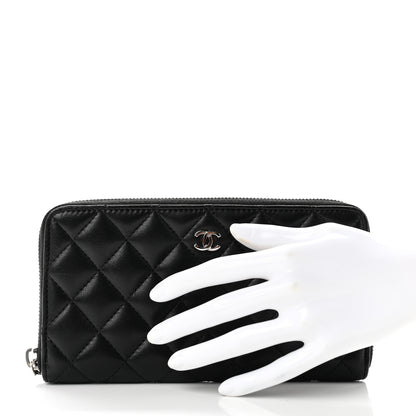 Chanel Lambskin Quilted Large Gusset Zip Around Wallet Black 2 of 8