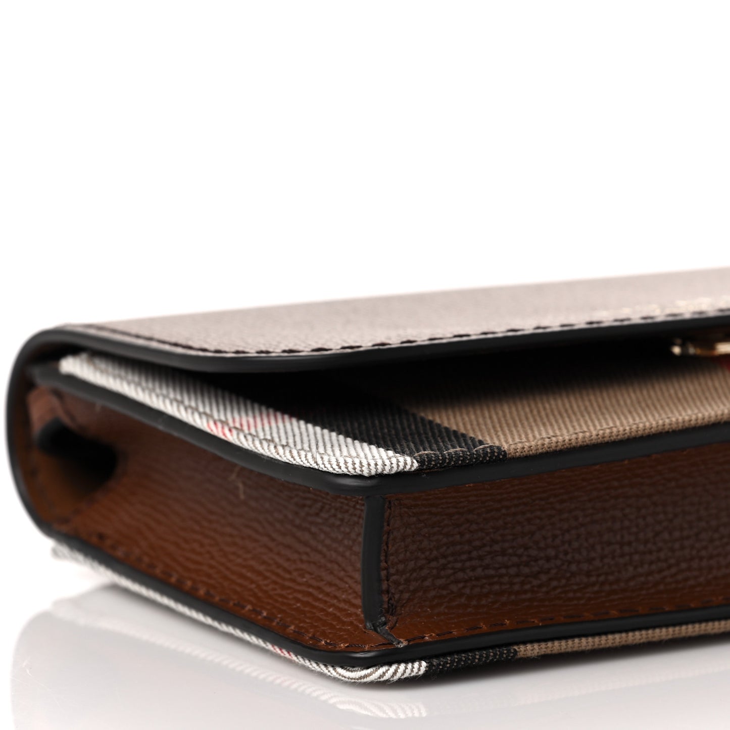 Grained Calfskin House Check Tartan Mix Hampshire Wallet On Chain Tan