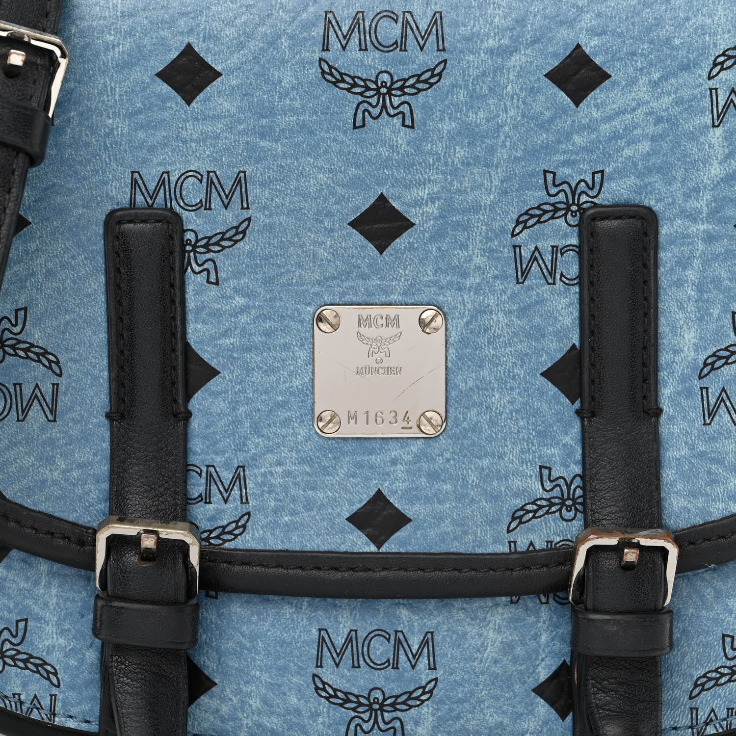 MCM Visetos Small Crossbody Flap Messenger Denim Blue 8 of 14