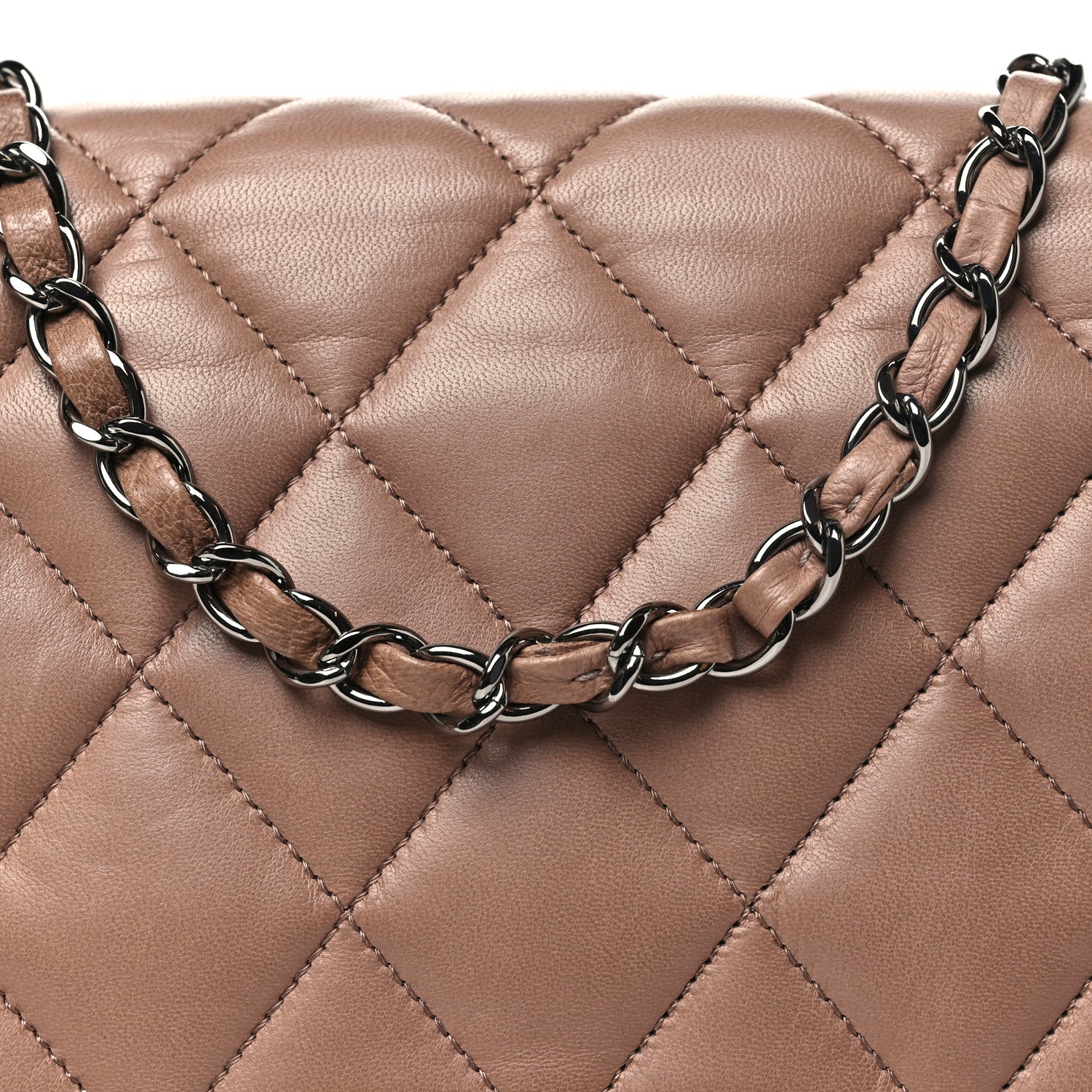 Chanel Lambskin Quilted Chanel 3 Accordion Flap Bag Dark Beige 8 of 10