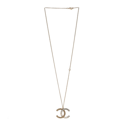Chanel Baguette Crystal Quilted CC Pendant Necklace Gold 3 of 5