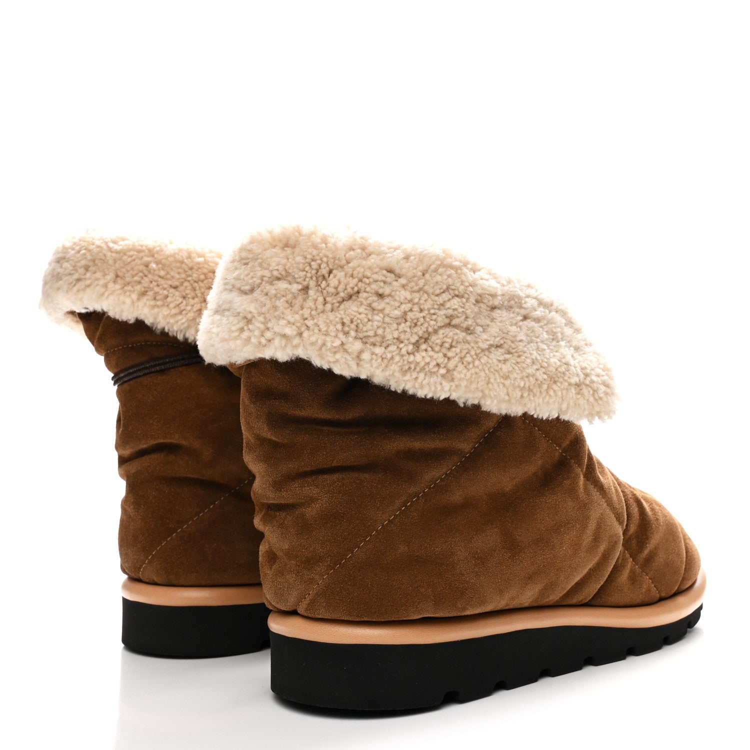 Louis Vuitton Suede Shearling Quilted Flat Ankle Boot 41 Beige 5 of 9
