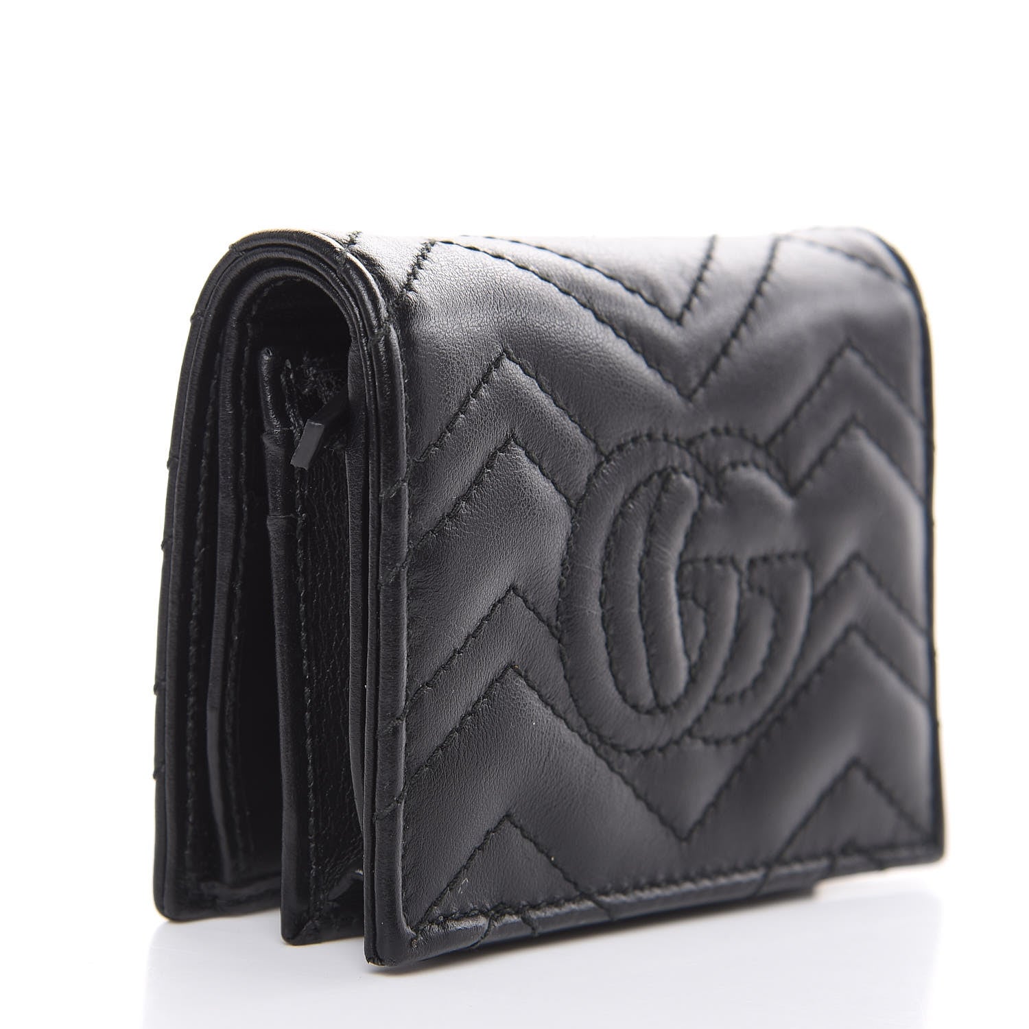 Gucci Calfskin Matelasse GG Marmont Card Case Wallet Black 3 of 8