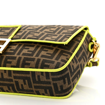 Fendi Fabric Jacquard FF 1974 Large Baguette Tobacco Moro Giallo Fluo 10 of 10