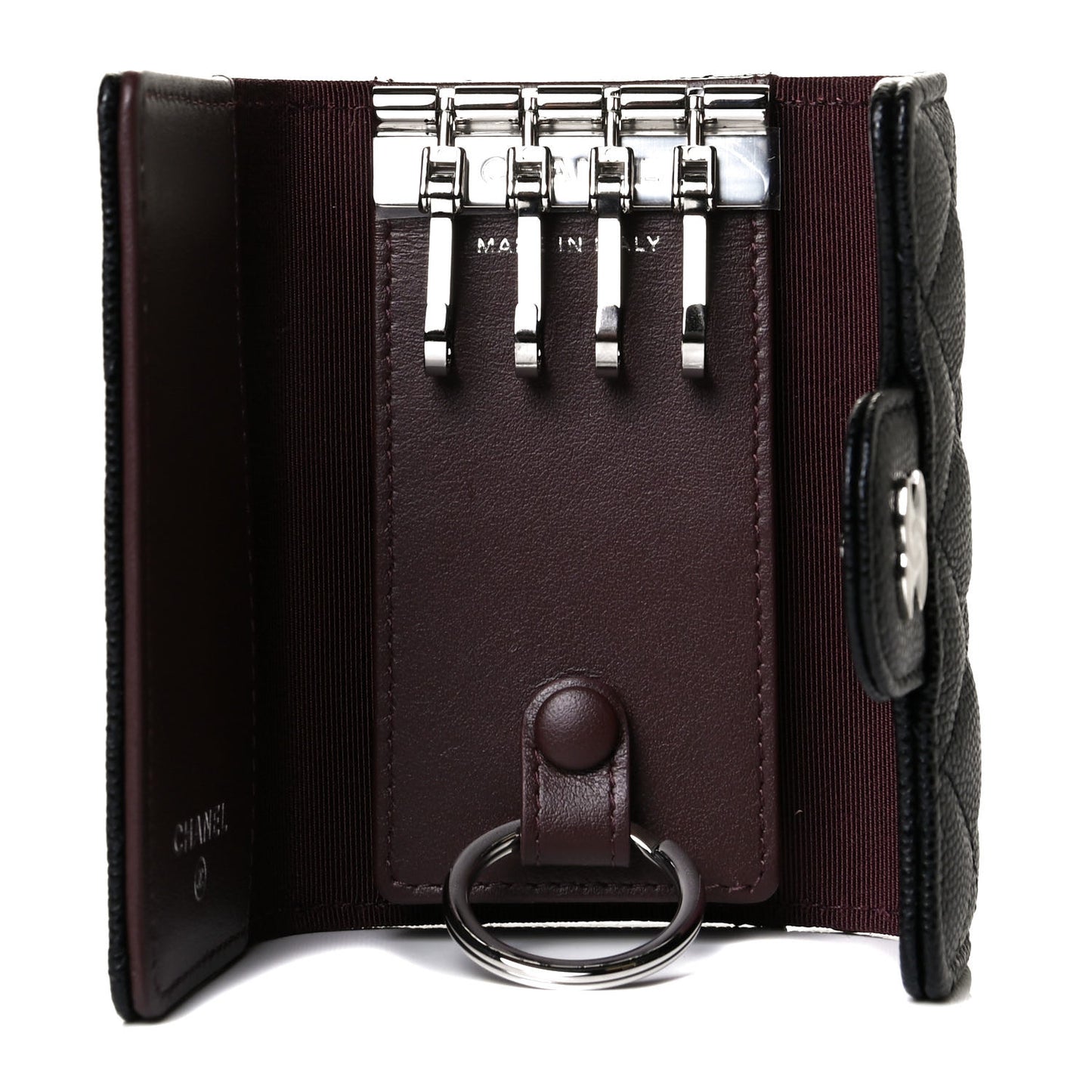 Caviar Quilted Classic 4 Key Holder Wallet Black