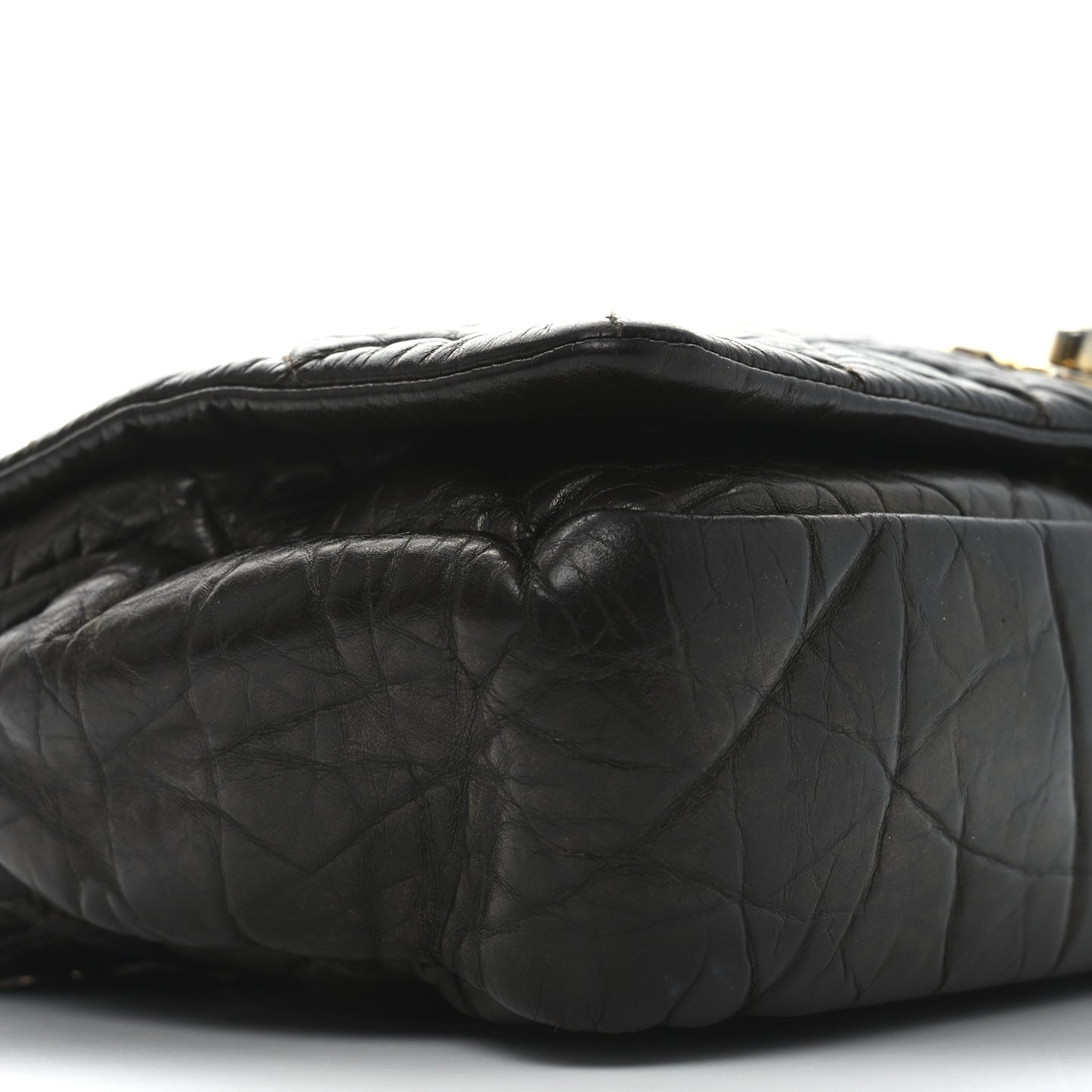 Aged Calfskin Quilted Medium Pondichery Flap Brown