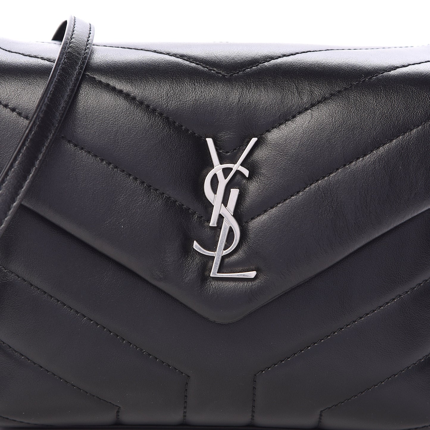 Calfskin Y Quilted Monogram Toy Loulou Crossbody Bag Black