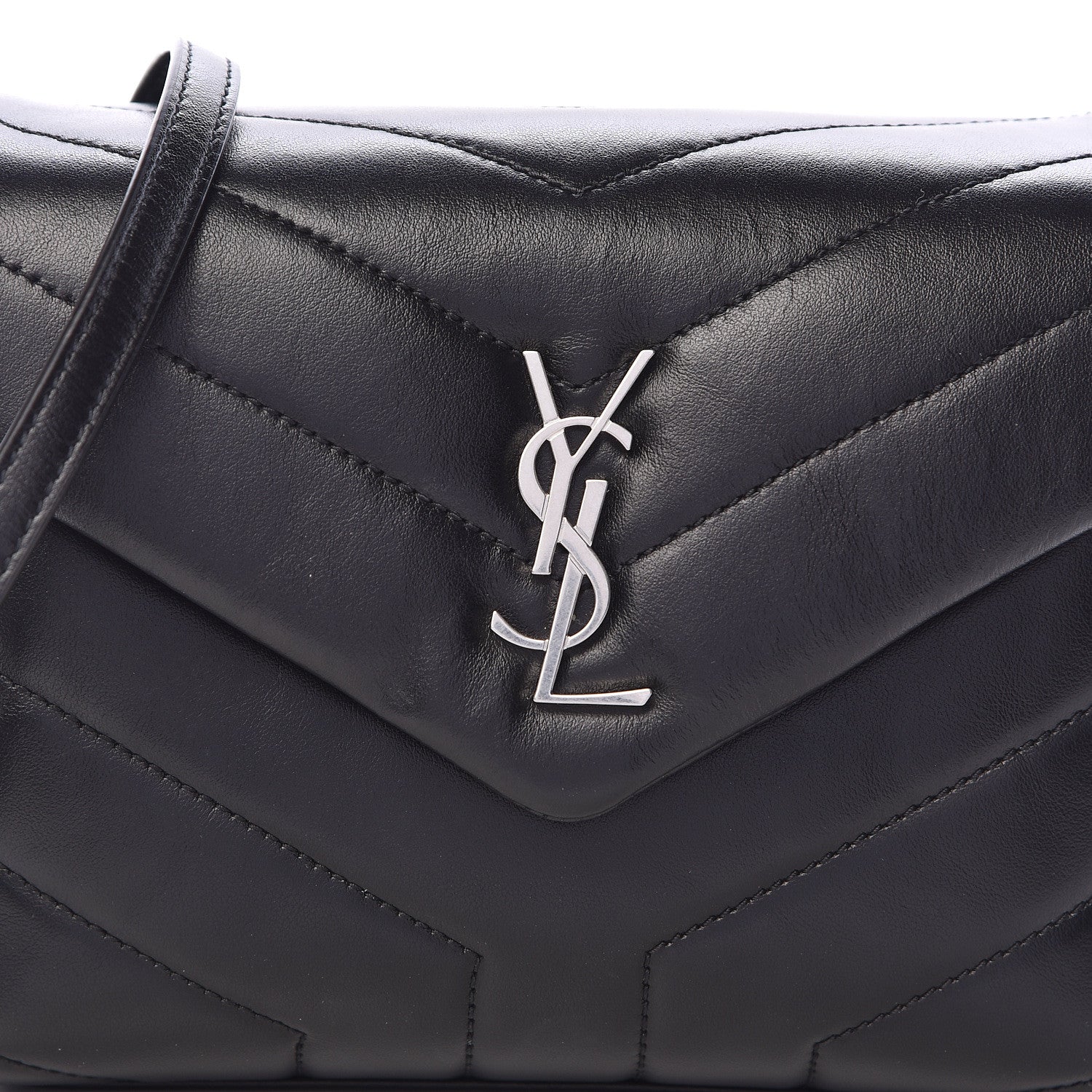 Saint Laurent Calfskin Y Quilted Monogram Toy Loulou Crossbody Bag Black 12 of 13