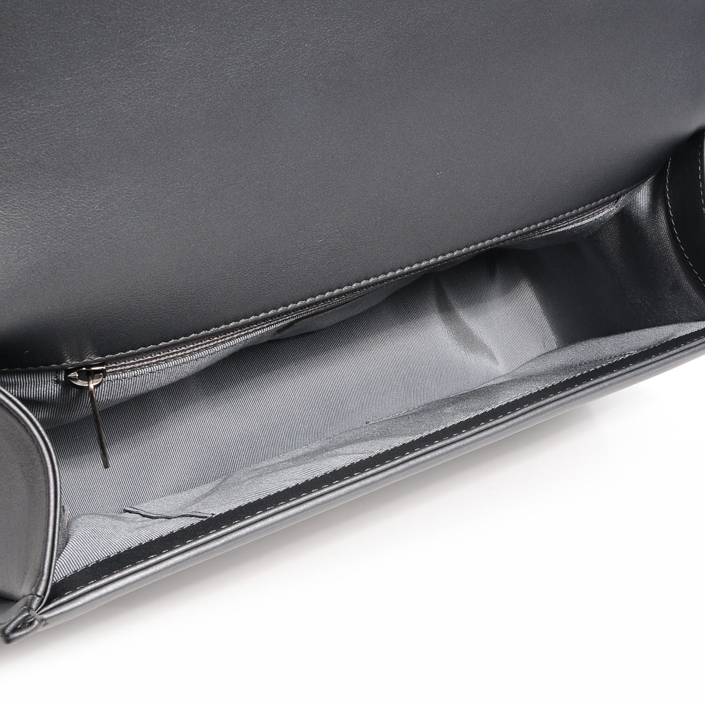 Metallic Calfskin Quilted Medium Boy Flap Dark Silver